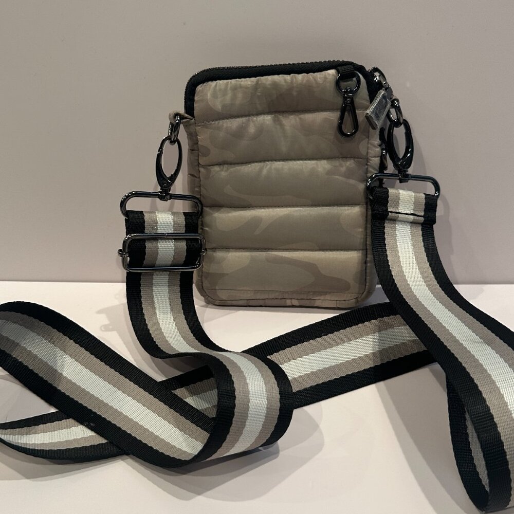 Think Royln "The Cell" Neutral Camo Quilted Phone Crossbody Bag